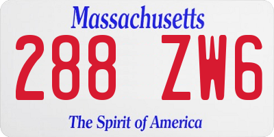 MA license plate 288ZW6