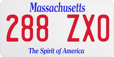 MA license plate 288ZX0