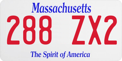 MA license plate 288ZX2