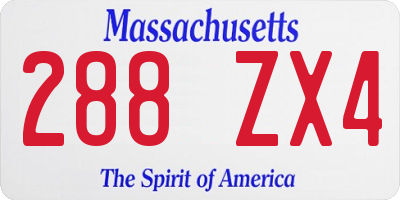 MA license plate 288ZX4