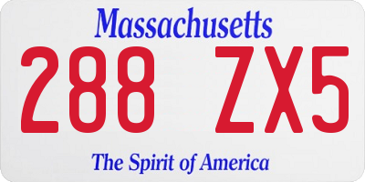 MA license plate 288ZX5