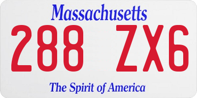 MA license plate 288ZX6