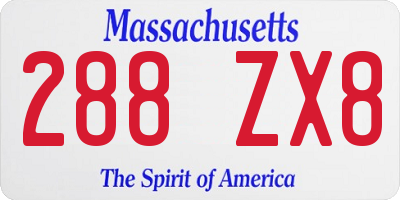 MA license plate 288ZX8
