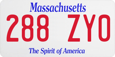 MA license plate 288ZY0