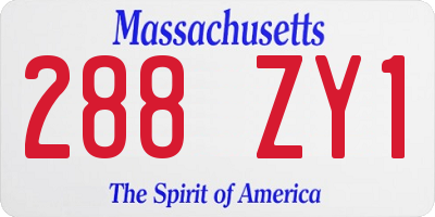 MA license plate 288ZY1