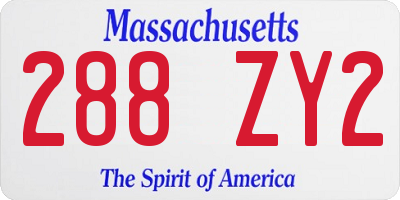 MA license plate 288ZY2