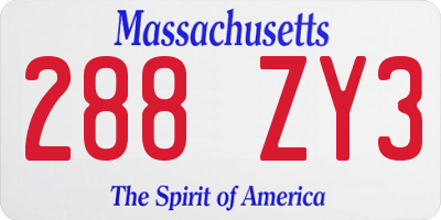 MA license plate 288ZY3