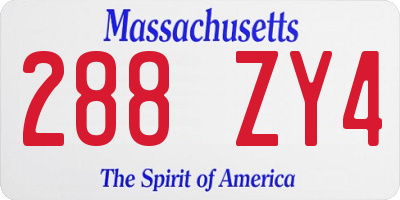 MA license plate 288ZY4
