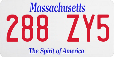MA license plate 288ZY5
