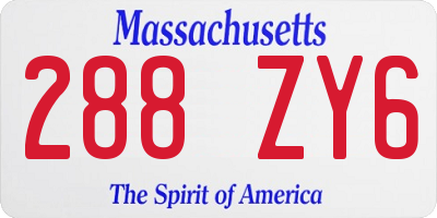 MA license plate 288ZY6