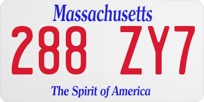 MA license plate 288ZY7