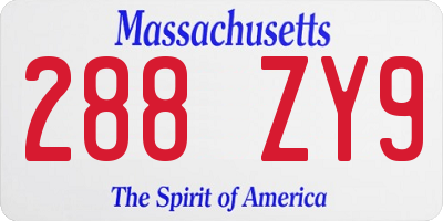 MA license plate 288ZY9