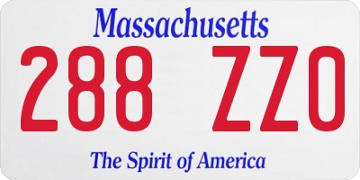 MA license plate 288ZZ0