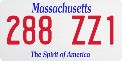 MA license plate 288ZZ1