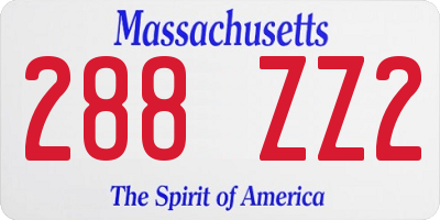 MA license plate 288ZZ2