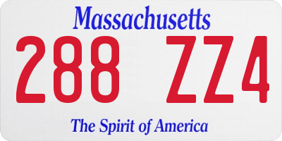 MA license plate 288ZZ4