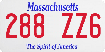MA license plate 288ZZ6