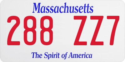 MA license plate 288ZZ7