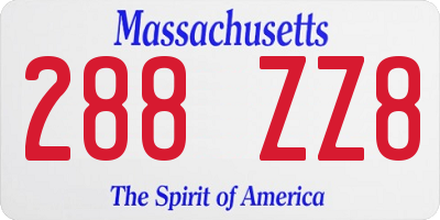 MA license plate 288ZZ8