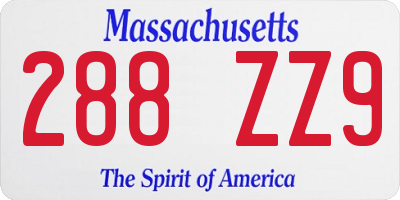 MA license plate 288ZZ9