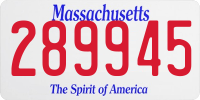 MA license plate 289945