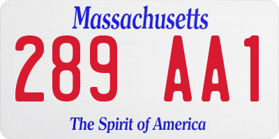 MA license plate 289AA1