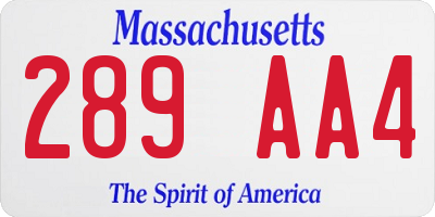 MA license plate 289AA4