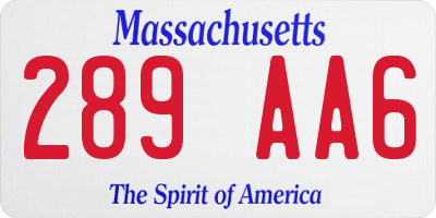 MA license plate 289AA6