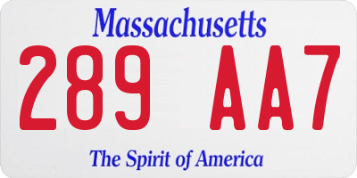 MA license plate 289AA7