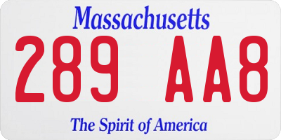 MA license plate 289AA8