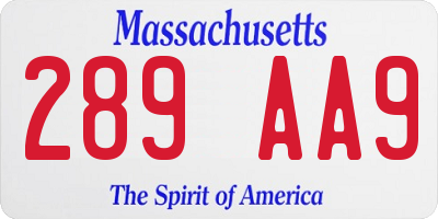 MA license plate 289AA9