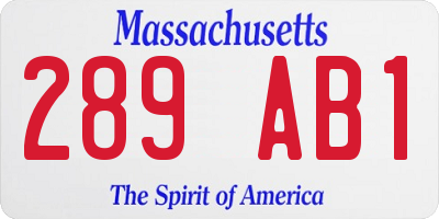 MA license plate 289AB1