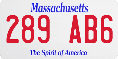 MA license plate 289AB6