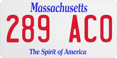 MA license plate 289AC0