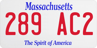 MA license plate 289AC2