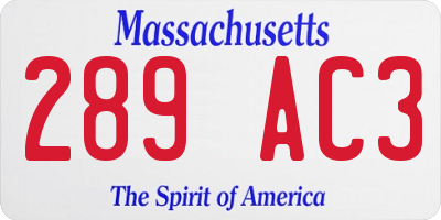 MA license plate 289AC3