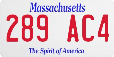 MA license plate 289AC4