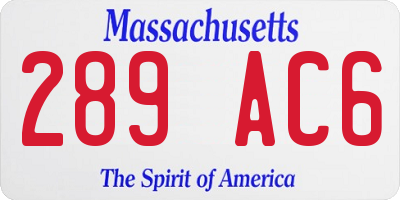 MA license plate 289AC6