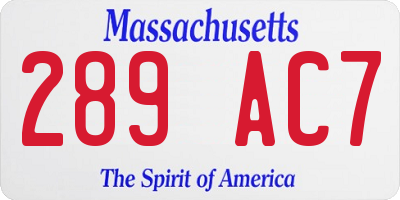 MA license plate 289AC7