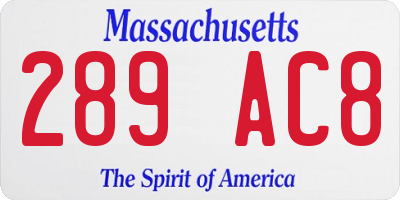 MA license plate 289AC8