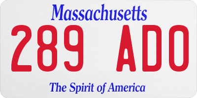MA license plate 289AD0