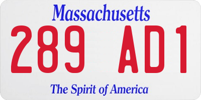 MA license plate 289AD1