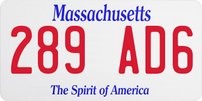 MA license plate 289AD6