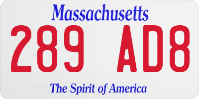 MA license plate 289AD8