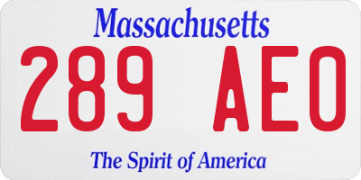 MA license plate 289AE0