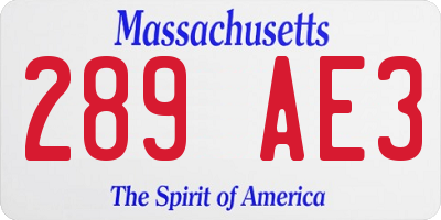 MA license plate 289AE3