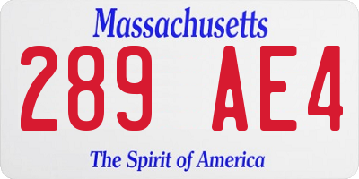 MA license plate 289AE4