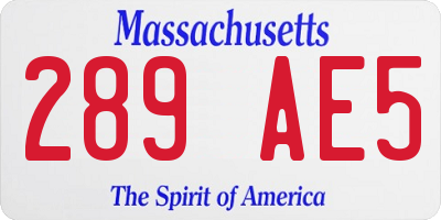 MA license plate 289AE5