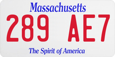 MA license plate 289AE7
