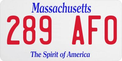 MA license plate 289AF0